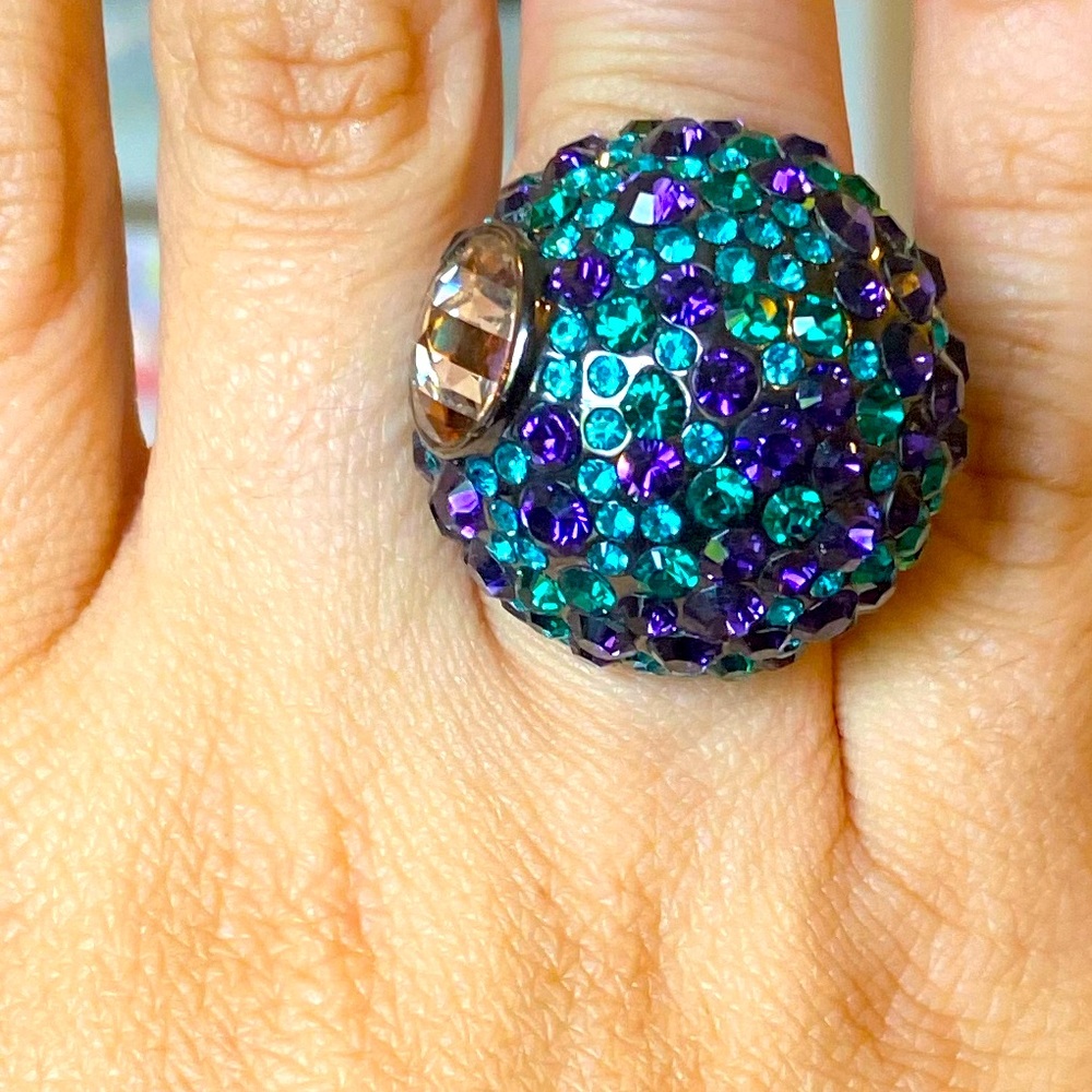 Henri Bendel crystal bubble cocktail ring size 7